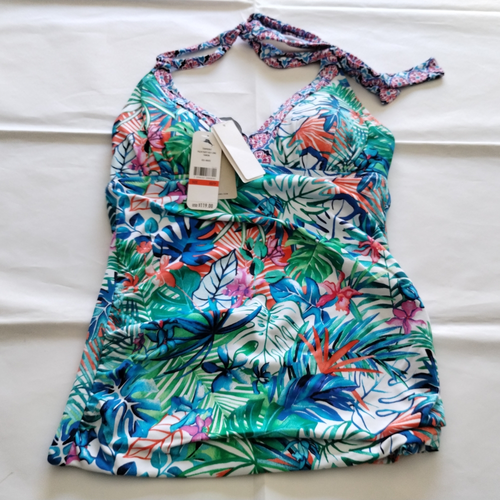 Tommy Bahama Green and Blue One Piece Swimsuit Tropical Print
